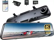 ✨P12 plus 4K Wifi Rear View Mirror Camera, 12" Mirror Dash Cam Front and Rear wi