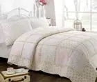 Forville Pink&Coral Real Patchwork 100%Cotton Quilt Set, Bedspread, Coverlet