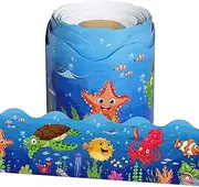65.6Ft Ocean Bulletin Board Borders, Summer Under The Sea Bulletin Board Borders Sea Animals Scalloped Border Trim for Home Office School Classroom Chalkboard Wall & Ocean Party Decor