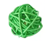 Rattan Ball with Bell Cage Shape Portable Cat Rattan Ball for Home Green