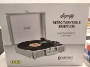 SIGNIFY Retro Turntable Briefcase 3 Speed Portable Bluetooth Audio streaming NEW