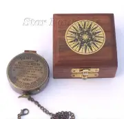 TO MY SON Brass Antique Compass With Wooden Box Best Gift For your son