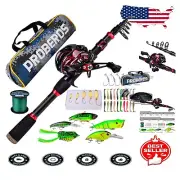 6.9ft Telescopic Fishing Rod and Reel Combo - Complete Tackle Kit Included