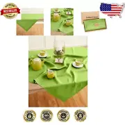 Elegant 52 x 52 Hemstitch Lime Green Linen Tablecloth - Machine Washable