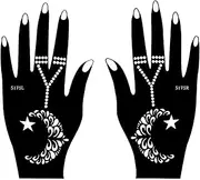 IVANA'S Heena Mehandi Tatto Stencil Set for | Hand | Body | Fingure | Face | Heena Art Temporary Tatto for Kids, Girls & Women, Design - TAT-005, Black, M