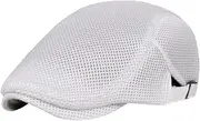 [Ｓｉｍｈｏａ] Men's Mesh Flat Cap Newsboy Hat Male Sun Hat Cabbie Hat Breathable Summer Hat for Driving Outdoor Fishing Gardening Travel