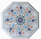 3'x3' Marble Dining Table Top Side Table Marquetry Mosaic Inlay Patio Decor