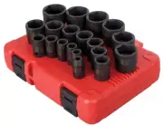 Sunex 2640 1/2 Inch Drive Impact Socket Set 19-Piece SAE 3/8 Inch â 1-1/2