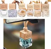 6 PCS 8ml Car Air Freshener Perfume BottleEmpty Bottle Pendant Air Freshener Ornament for Essential Oil Aromatherapy Storage, Empty Refillable Home Car Air Freshener Vials(Stylish Style)