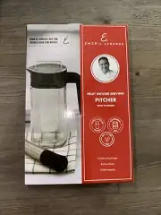 Glass Pitcher Fruit Infuser Water Pitcher Removable Lid & Plunger NEW Emeril