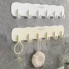 6 Hooks Door Back Clothes Hook Without Holes Towels Storage Racks