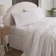 Royal Comfort Vintage Wash 100% Cotton Sheet Set Fitted Flat Sheet Pillowcases White (Queen, King)