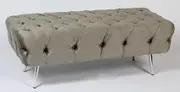 Sunny Décor Bed end Velvet rec Bench with Chrome Silver feet - Light Grey 120cm x 50cm x 45cm- Mid-Century Modern