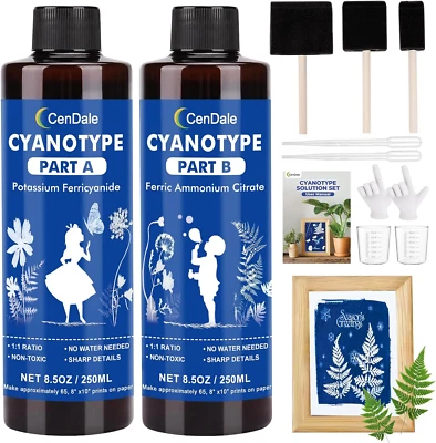 Cyanotype Kit - 17 OZ Cyanotype Solution Sensitizer Set for Sun Printing on Pape