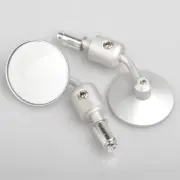 Motorcycle Short Round Left Right Rearview Mirror Universal For Dirt Bike Silver