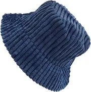 [CATIEBYE] Bucket Hat Men's Warm Fisherman Hat Sun Protection Cap Stylish Outdoor Cap Soft Corduroy Windproof Adjustable for Different Head Size Dark Blue