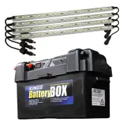 Adventure Kings Maxi Battery Box + Illuminator 4 Bar Camp Light Kit LED dimmer