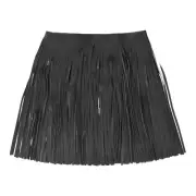 2 Yards 12 Inch Faux PU Leather Fringe Trim Tassel Fringe for Sewing, Black