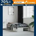 Metal Bed Frame with Headboard White 106x203 cm King Single Size Bedroom F 52364