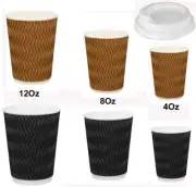 Disposable Coffee Cups 4oz 8oz 12oz Bulk Takeaway Paper Ripple Wall Take Away