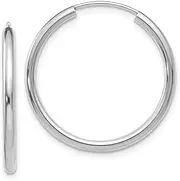 [JewelryWeb] 10k White Gold Polished Endless 2mm Hoop Earrings 22x22mm Wide 2mm Thick-Hoop Earring for Women