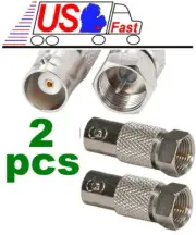 2 Pcs BNC Female to F type Male RF Coax Connector Adapter CCTV RG6 RG59, 2pack
