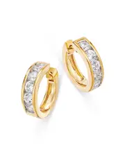Bloomingdale's Fine Collection Diamond Channel Set Small Hoop Earrings in 14K Yellow Gold, 1.50 ct. t. w.