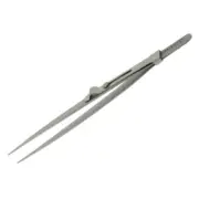 Locking Diamond Tweezer Medium Point Gray Matte for Jewelers Gemstone Swiss Made