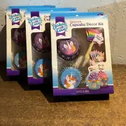 Baked with Love Unicorn Cupcake Decor Kit 3 Boxes 72 picks 72 Liners
