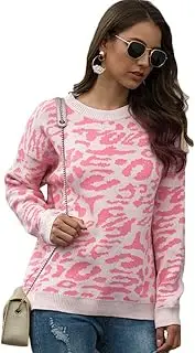 [Carprinass] Women's Stylish Leopard Pullover Sweater Long Sleeve Knitwear Blouse
