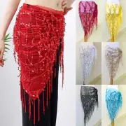 Women Sequin Tassel Hip Belly Dance Dress Belt Triangle Fringe Wrap Sexy Skirt