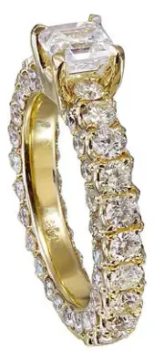 IGI Certified 14K Solid Yellow Gold Asscher Cut Diamond Engagement Ring 3.00ctw