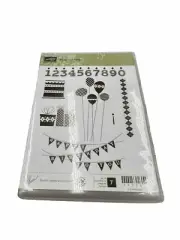 Stampin Up! Patterned Party Stamp Set Happy Birthday Ballon’s Presents Cake B54