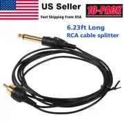 10pcs 6 ft Silicone RCA Clip Cord 1/4" Phono Plugs for Tattoo Power Supply