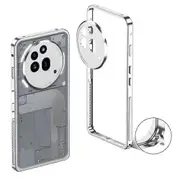 Compatible For Nothing Phone (3a) Pro Bumper Cases Metal Frame Heat Dissipation Cover with Lens Protector Silver