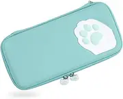 Case Compatible with Nintendo Switch, Carrying Switch Case Accessories Kit with 10 Game Cards Case and 4 Thumb Grip Caps, Silicone Storage Carrying Bag for Nintendo Switch Console Games, Green