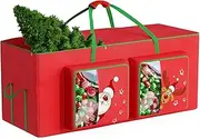 Alupssuc Christmas Tree Storage Bag Up to 7.5 ft Xmas Tree, Heavy Duty 600D Oxford Waterproof Fabric with Reinforced Handles & Dual Zipper and Two Extra Large Storage Containers for Fake Trees, Red