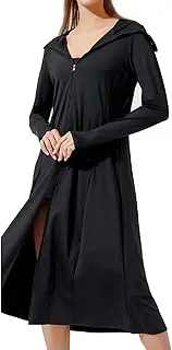 [CHINYOUKA] Women's Long Sun Protective Hooded Jacket, Long Sleeve Beach Cover Up, Lightweight and Cool