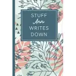 STUFF ANN WRITES DOWN: PERSONALIZED JOURNAL / NOTEBOOK (6 X 9 INCH) STUNNING TROPICAL TEAL AND BLUSH PINK PATTERN