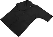 NOLITOY 1pc Short Sleeve Hairdresser Apron Barber Cape with Pockets Professional Salon Styling Cloth for Easy Cleaning and Quick Drying Black