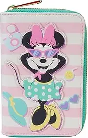 [Loungefly] Disney Minnie Mouse Vacation Poolside Zip Around Wallet, Multicolor, Zip Around