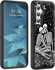 [BFUKVOU] for Galaxy A35 5G Case, Dust-Proof Port Cover, Full Body Silicone Rubber Covered, Non-Slip Drop-Proof Phone Case for Samsung Galaxy A35 5G 6.6 inch 2024,Skulls Kissing Lovers Skeleton