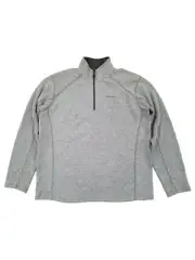 Eddie Bauer Mens Light Gray Radiator Fleece Quarter-Zip Pullover Jacket