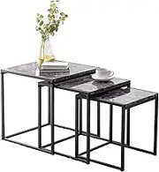 Hagihara Low Table, Nesting Table, Table, Square, Desk, Chic Modern, Living Room Sofa Table, Large, Medium, Small, 3-piece Set, Black, Large, 45 W, Medium: Width 15.7 inches (40 cm), Small: Width 13.8