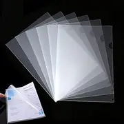 30pcs A4 Cut Flush Folders, BetterJonny 180μm L Shape Transparent File Cover Plastic Top & Side Open Document Wallet for School Office White