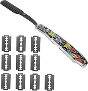 VICASKY Vintage Stainless Steel Razor with Acrylic Handle Single Blade for Shaving Eyebrow Trimming Men Women