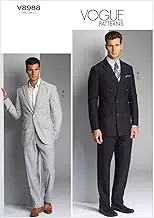 Vogue 8988 Men's Single or Double-Breasted Suit Jacket and Pants Sewing Pattern - Size 40-42-44-46