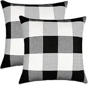 Black and White Buffalo Check Plaids Throw Pillow Case Cushion Cover for Sofa 18 x 18 Inch Pack of 2