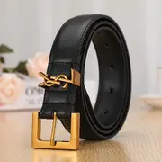 Leather Letter Belts Smooth Buckle Women Belt All-match Ladies Casual Belts Women Fashion Simple Chic Belts Like the picture 100cm
