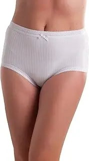 [Octave] Passionelle 3 Pack : Womens Ribbed White Colour Super Soft Cotton Full Briefs (WMS: Hip 38-40 inches)
